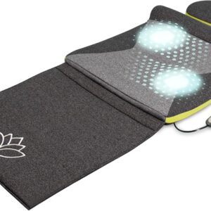 HoMedics Stretch Mat XS - Inspired by Yoga, Remote Control Adjustable Intensity, at Home Pre-Programmed Yoga/Stretch Mat for Back, Shoulder, Hip Support, Foldable Mat with Support Pillow - Grey