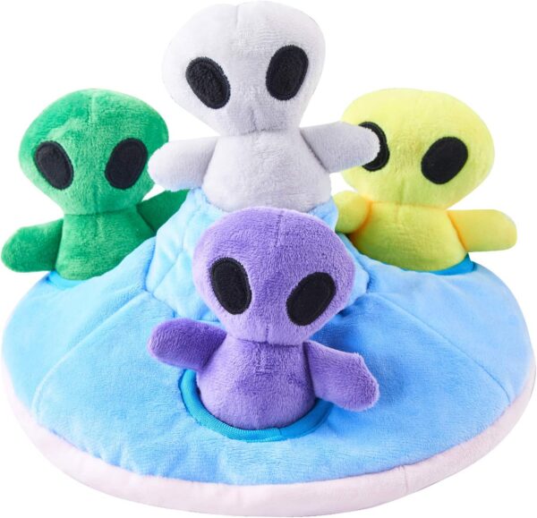 JOYELF Hide and Seek Dog Toys, Plush Dog Chew Toy for Puppy Small Medium Large Dogs,Interactive Dog Toys Squeaky Plush Dog Toys Puppy Toys Plush Dog Puzzles, UFO and Alien Toys