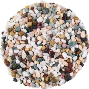 JeeMooTown 1.8kg(3.96lb) Colorful Decorative Stones for Plant Pots, 6-9mm Fish Tank Stones Aquarium Stones, Small Aquarium Substrate Gravel, Natural Color, Non-dyeing, Safe for Water, Fish and Plant