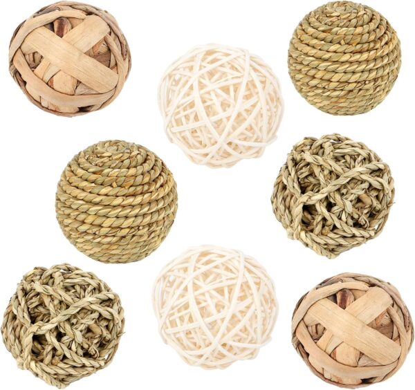 Jubaopen 8PCS Animal Fun Balls Chew Rattan Balls Small Rattan Balls for Various Types of Small Animals