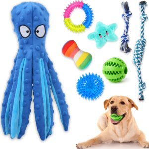 Kapetgo 8 Pack Luxury Puppy Toys for Teething Small Dogs,Squeaky Plush Dog Rope Toys Set, Puppy Chew Toys with Cute Squeaky Dog Toys, Ball and More Rope Dog Chew Toys, for Dogs