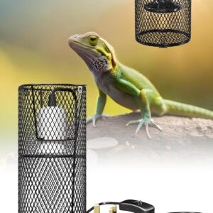 Klarlight Reptile Heat Lamp Holder with Guard, Tortoise Ceramic Heat Lamps Lampshade Holder, 200W Heat Lamp for Reptiles with Protective Bracket Cage for Bearded Dragon, Snake with Mounting Screw