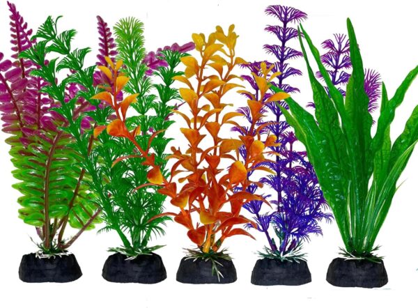 LFYXCW 5Pcs Artificial Plastic Plants Decor Fish Tank Ornament for Aquariums Decorations