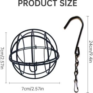 Leogony 2PCS Bird Fat Ball Feeder, Metal Fat Balls Feeders Hanging, Suet Bird Feeder with 2 S Shaped Hooks for Outdoor