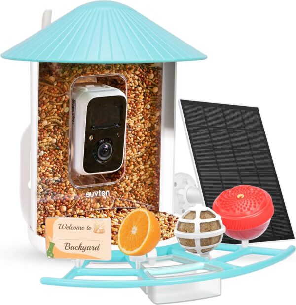 NETVUE Birdfy Pro- Bird Feeder Camera, Auto Record Videos & Notify When Bird Visits, Bird Feeders with Wider Perch, Suet Ball Holder, DIY Add-ons, Bird Camera, Birthday Gifts for Mum/Dad/Bird Lovers