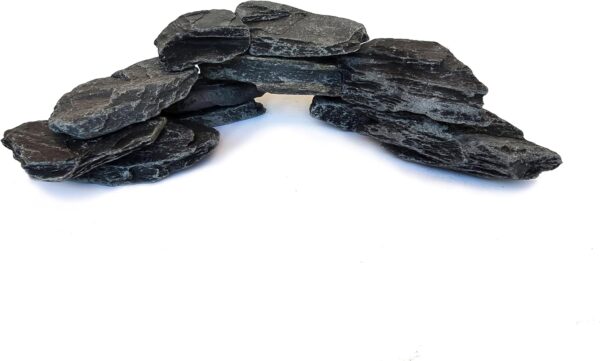 Natural Black Slate - 3 to 5 Inches Stones. for Aquascaping Aquariums, Terrariums, Paludariums, Nano Tanks, Reptile Enclosures and Miniature Gardens | USA Family Owned (12 pounds)