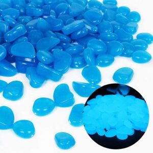 Oubest Glow Stones Blue/Glow in the Dark Pebbles/Glowing Rocks Decor for Garden/Fish Tank/Aquarium/Walkway/Driveway/Plant Pots/Bonsai 200pcs