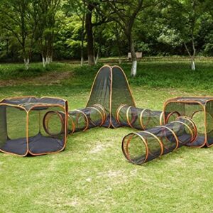 Outdoor Cat Enclosures,6-in-1 Cat Tent with Cat Tunnel for Indoor and Outdoor,Portable Cat Playpen Play Tents for Cats Rabbits Ferrets and Small Animals