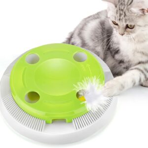 PETTOM Interactive Cat Toy Indoor 8 Holes Automatic Random Stretch Out Feather Smart Kitten Toys Battery Powered