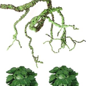 PINVNBY Flexible Bend-A-Branch Jungle Reptile Vines Artificial Climber Plastic Terrarium Leaves Pet Habitat Decor for Lizard Frogs Snakes 3 PCS