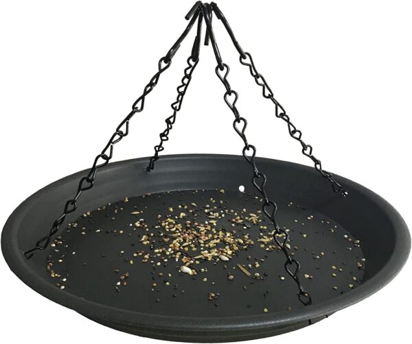 Pmsanzay 12.8'' Bird Seed Catcher Tray Platform Feeder, Large Hanging Tray Fits Most feeders Catches Falling Seed & Husk Great for Attracting Birds Outdoors,Backyard,Home Gardentracting Birds, Black