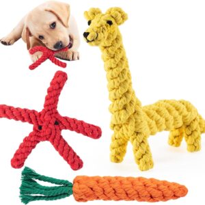 Puppy Teething Toys Indestructible Dog Toys Dog Chew Toys from 8 weeks Giraffe Carrot Dog Toy Tough Dog Rope Toy for Boredom Small Middle Dog