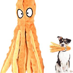 RIO Direct Dog Plush Toys Octopus - No Stuffing Dog Squeaky Toys with Crinkle Paper for Puppy Teething, Sturdy Dog Chew Toys Funny Interactive Toys for Small to Medium Dogs Training and Playing