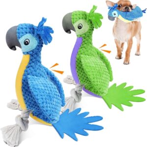 ROSAUI Dog Toys, 2PCS Plush Squeaky Cockatoo Dog Toy - Interactive and Dental Cleaning Pet Chew Toy for All Breed Sizes Dog