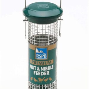 RSPB Premium Hanging Nut Feeder, Easy Clean, Aluminium, 9-inch, peanut. supporting RSPB charity. Wild bird, for use in gardens & outdoors pouches