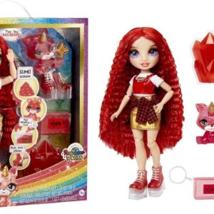 Rainbow High Fashion Doll with Slime & Pet - Ruby (Red) - 28 cm Shimmer Doll with Sparkle Slime, Magical Pet and Fashion Accessories - Kids Toy - Great for Ages 4-12 Years