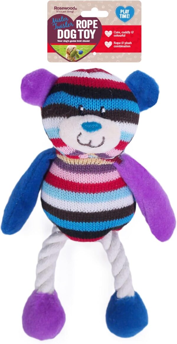 Rosewood Mr Twister Tilly Teddy Dog Toy, Small, multi-colour, for All Breed Sizes