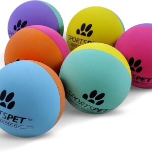 SPORTSPET High Bounce Natural Rubber Dog Balls (6 Pack High Bounce) (60mm)