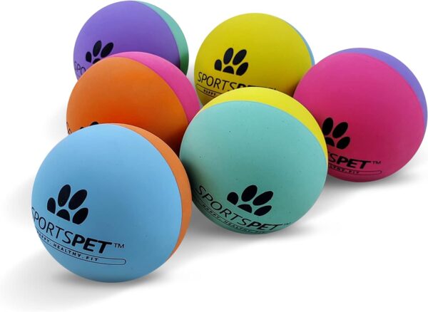 SPORTSPET High Bounce Natural Rubber Dog Balls (6 Pack High Bounce) (60mm)