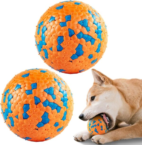 SUNNEKO 2 PCS Interactive Dog Toys for Boredom, Dog Stimulation toys, Indestructible Dog Toys for Aggressive Chewers, Teething Dog Balls, Tennis Balls for Puppy Small Medium Large, Orange