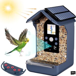 Smart Bird Feeder with Camera, Bozily 1080P HD Bird Feeders Camera Solar Powered, Auto Capture Photo&Video, Bird Camera Waterproof Bird Box Camera, PIR Motion Sense Birds- 32GB TF Card