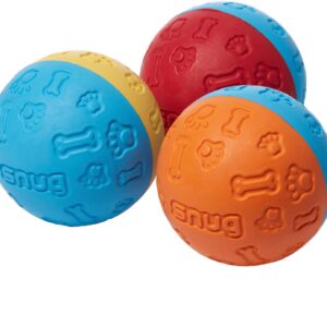 Snug Rubber Dog Balls for Small and Medium Dogs of all Breeds - Tennis Ball Size - Virtually Indestructible (3 Pack - Original)