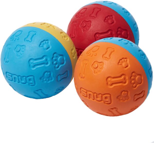 Snug Rubber Dog Balls for Small and Medium Dogs of all Breeds - Tennis Ball Size - Virtually Indestructible (3 Pack - Original)