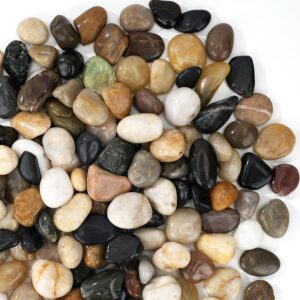 Stoepeoco 4.1 LB Natural Polished Pebbles,Multi Smooth River Rocks Decorative Ornamental stones Garden Landscaping Pebbles Gravel Filler for Flower Bed Fish Tank Plants Vases Succulents