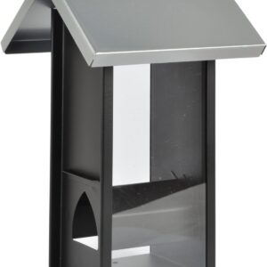 Supa Cambridge Wild Bird Seed Feeder, House Shaped Contemporary Feeder, Ideal For Small & Medium Sized Garden Birds, Black