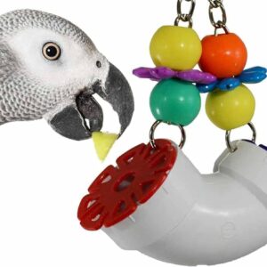 Super Bird Creations SB751 Foraging Puzzle Toy for Parrots, Conures, African Greys - Bird Feeder, Enrichment Activity, Versatile Forager for Mental Stimulation - Durable PVC - Medium/Large, 3”x5”x8