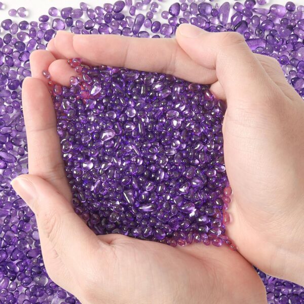 T4U Tumbled Chips Stones Crushed Purple Gravels 2 LB, Irregular Shaped Natural Rock Pebbles, DIY Polished Rocks for Potted Plant, Bonsai, Vase Fillers Aquarium Decoration, Aquarium Gravel Rocks