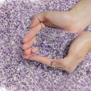 T4U Tumbled Chips Stones Gravels Crystal 1 lb (450g), Small Crushed Quartz Glass Pebbles Top Dressing Fillers, DIY Polished Rocks for Indoor Succulent Plants Terrarium Aquarium Decoration - Purple