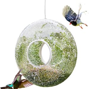 Topadorn Hanging Mosaic Bird Feeder Outdoor Garden Decoration,Green