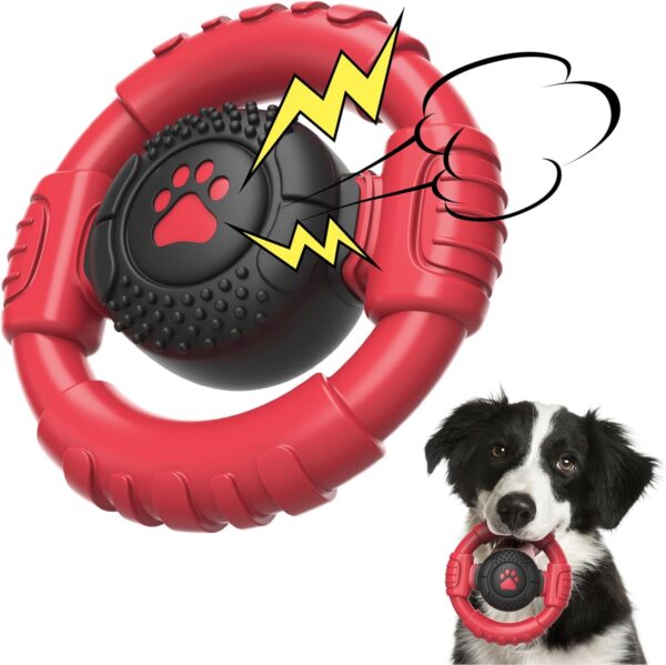 Tough Dog Toys for Aggressive Chewers Large Medium Breed, Indestructible Nylon & Rubber Squeaky Toy for Big Dogs, Heavy Duty Super Chewer for Pitbull