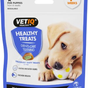 VETIQ Healthy Treats Denti-Care Teething For Puppies 4+ Weeks, Tasty Treats to Help Soothe Irritated Gums & Freshen Breath, 50 g (Pack of 6)