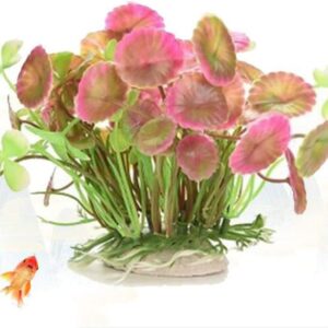 VOANZO Pack of 5 Artificial Aquarium Plants, Small Size Fish Tank Decorations Home Décor Plastic(Pink)