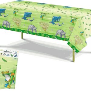 WERNNSAI Reptile Party Tablecloth - 2 PCS Reptile Birthday Party Decorations 137 x 274CM Disposable Table Covers for Kids Boys Jungle Party Family Dinner Camping Snakes Turtles Lizards Party Supplies