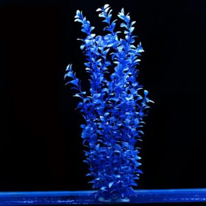 WEkiva Blue Round Leaves Aquarium Décor Plastic Plants Extra Large 22 Inches Tall