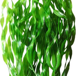 WEkiva Green Leaves Aquarium Décor Plastic Plants Large 21 Inches Tall 6502