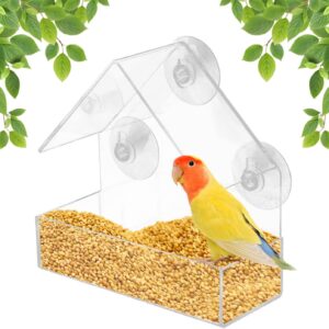 WUBAYI Window Bird Feeder,Acrylic Clear Bird Feeder Bird Feeder Window with 4 Suction Cups House Shape Design Bird Window Feeder Bird Feeders for Garden Outdoor Backyard Little Birds