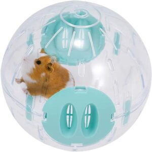 WishLotus Hamster Ball, 14cm Running Hamster Wheel Small Pet Plastic Cute Exercise Ball Golden Silk Shih Tzu Bear Jogging Wheel Toy Relieves Boredom and Increases Activity (Blue)