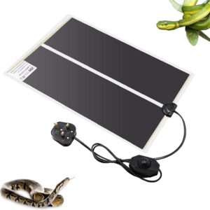 XIEHUZA Reptile Heating Mat with Temperature Adjustment, Waterproof Reptile Heat Pad Under Tank Terrarium Heater for Amphibians, Small Animals, Seeding (20W - 16.5 x 11 IN)