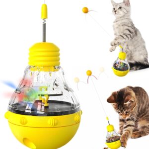 YUDANSI Interactive Cat Toys Combining Teaser Wand, Glowing Ball | Engaging Tumbler Design Toys for Indoor Cats Exercise and Boredom Relief | Gift for Cat