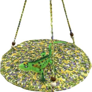 Yanmucy Bearded Dragon Hammock Handmade Lizard Toy Reptile Tank Accessories Great for Bearded Dragons Geckos Chameleon and Other Reptiles (Colourful green)