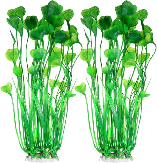 Yibaijia 2 Pcs Large Aquarium Aquatic Plants Decoration, Plastic Artificial Water Plants Ornaments, 15.7 inch Fish Tank Decorations - Safe for All Fish Deco.