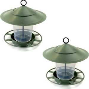 etree Easy Clean Hanging Lantern Bird Feeder (2023 Design) - Prevent Disease & Protect Wildlife Slate Green Pack of 2