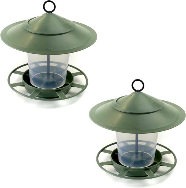 etree Easy Clean Hanging Lantern Bird Feeder (2023 Design) - Prevent Disease & Protect Wildlife Slate Green Pack of 2