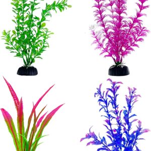 iTGOOS 4 Pieces Aquarium Fish Tank Plastic Plants Fish Tank Decorations Aquarium Artificial Plants Aquarium Decoration Fish Tank Ornament Natural Design Decorations