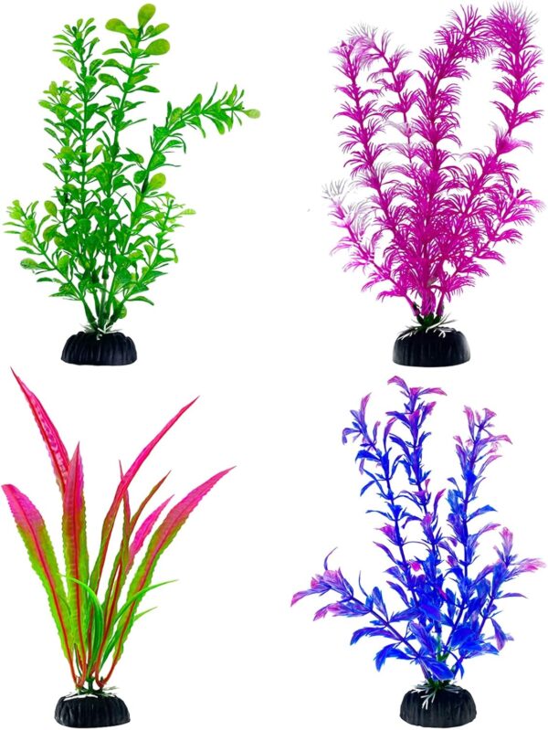 iTGOOS 4 Pieces Aquarium Fish Tank Plastic Plants Fish Tank Decorations Aquarium Artificial Plants Aquarium Decoration Fish Tank Ornament Natural Design Decorations