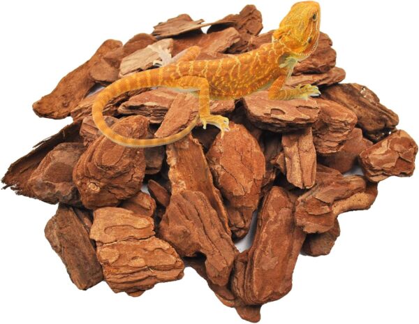 kathson Reptile Bark Bedding Snake Habitat Substrate Tortoise Beddings Natural Wood Chips Terrarium Supplies for Bearded Dragons Geckos Chameleons Lizards Frogs(About 500 Grams)